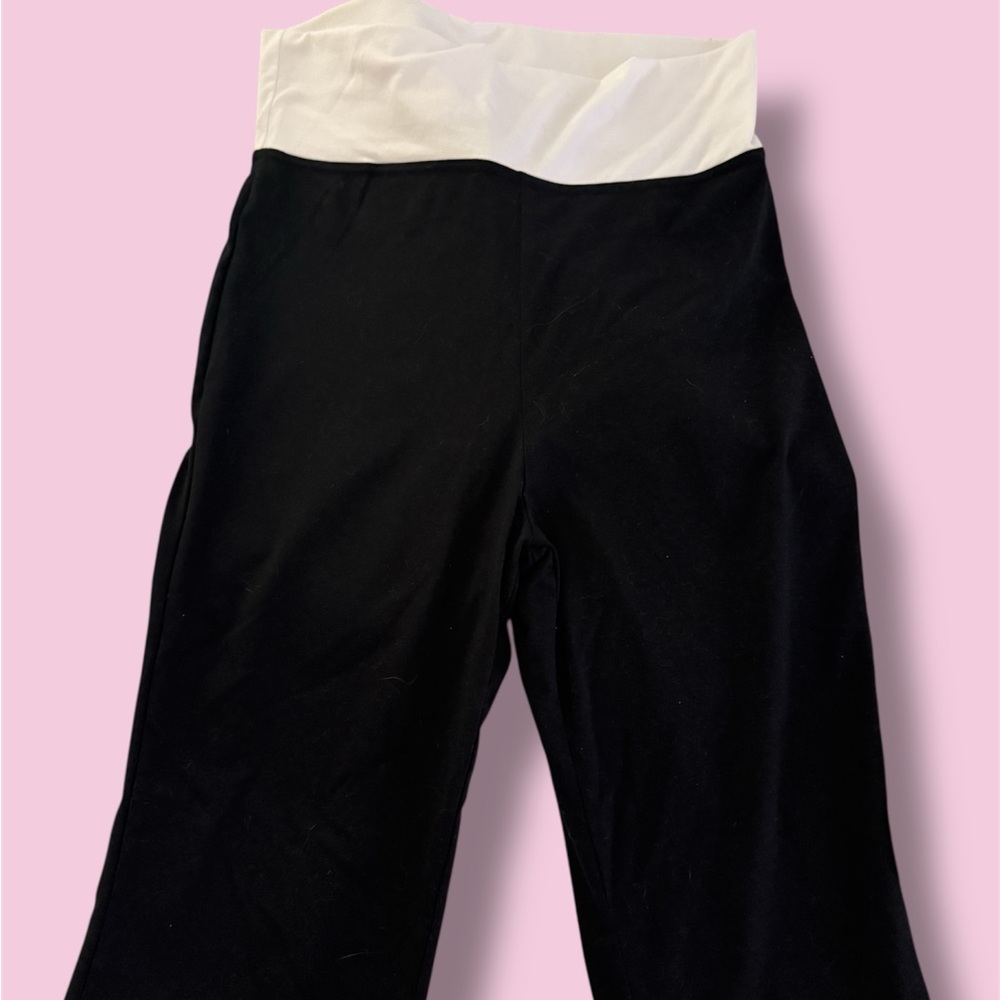 NWT Black and White Two-Tone Leggings with Elastic Waistband Flare